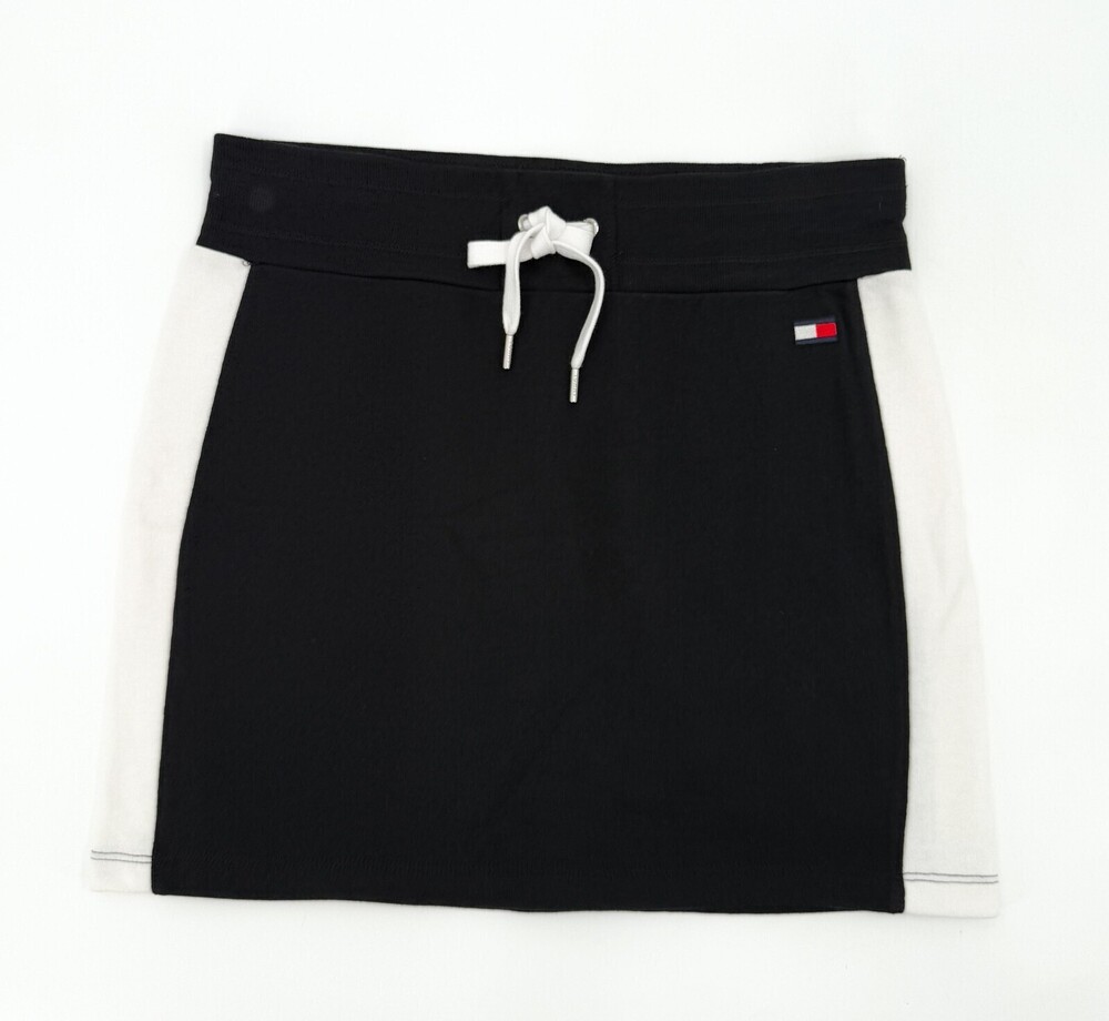 Tommy Hilfiger Sport Skirt Womens Medium Black White Drawstring Colorblock Mini